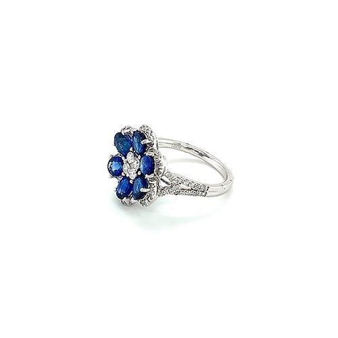 Sapphire Diamond Flower Ring