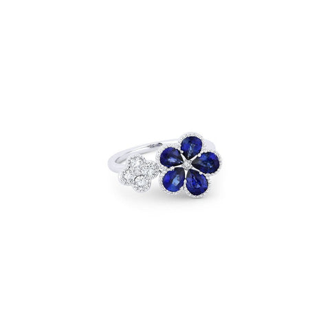 Sapphire Diamond Flower Ring