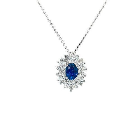Sapphire Diamond Pendant and Chain