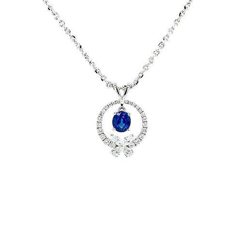 Sapphire Diamond Pendant and Chain