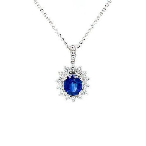Sapphire Diamond Pendant and Chain
