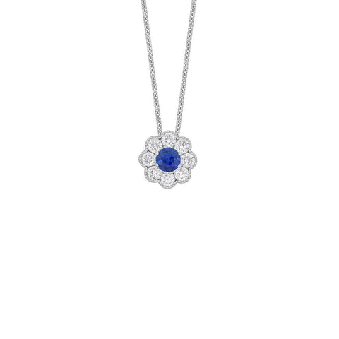 Sapphire Diamond Pendant and Chain