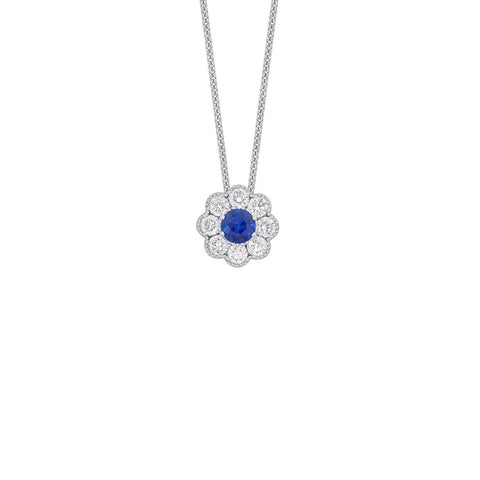 Sapphire Diamond Pendant and Chain  CH Collection