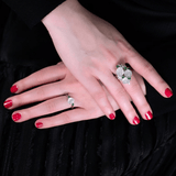 White and Green Jade Ring