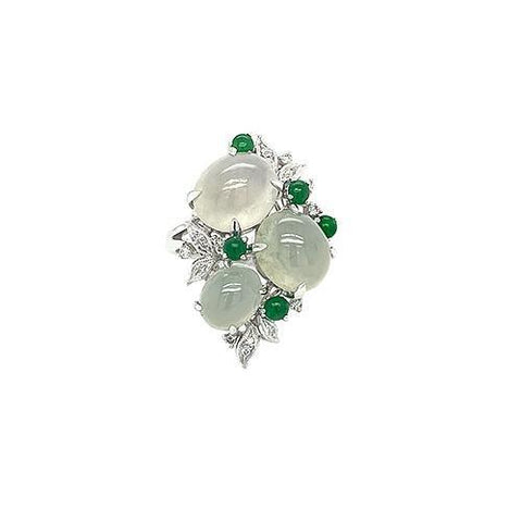 White and Green Jade Ring  CH Collection