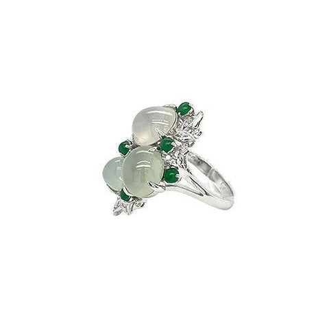 White and Green Jade Ring  CH Collection