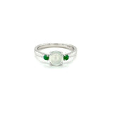 White and Green Jade Ring  CH Collection