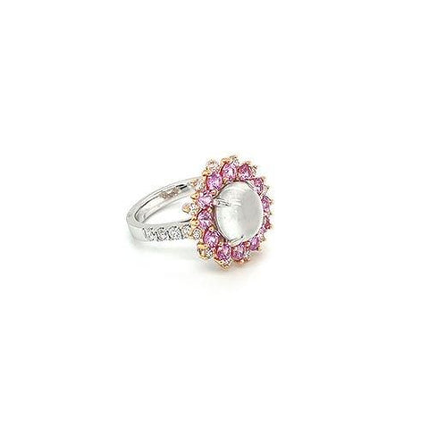 White Jade and Pink Sapphire Ring