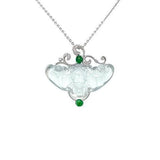 White Jade Bat and Coin Pendant and Chain