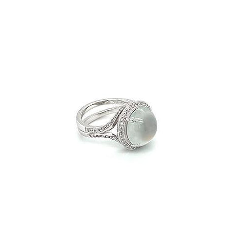 White Jade Diamond Ring