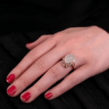 White Jade Diamond Ring