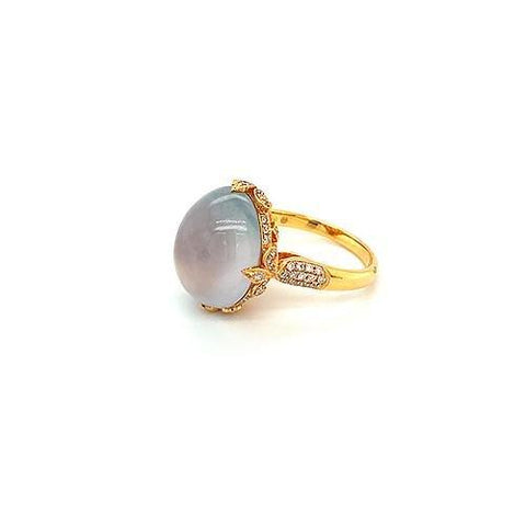 White Jade Diamond Ring
