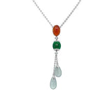 White, Orange, Green Jade Necklace