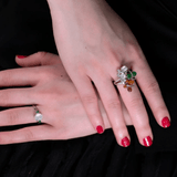 White, Orange, Green Jade Ring