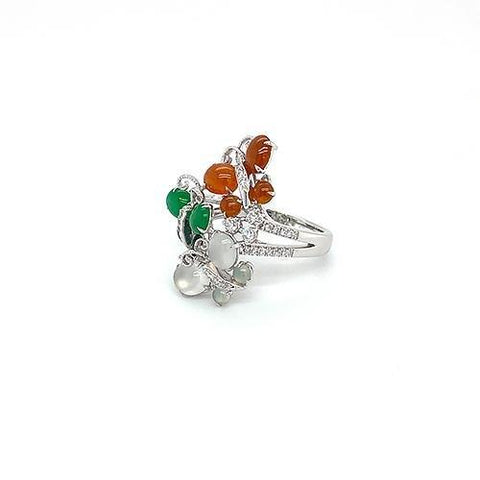 White, Orange, Green Jade Ring