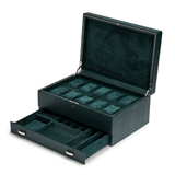 WOLF 1834 British Racing Green 10 Piece Watch Box with Storage