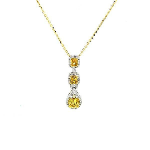 Yellow Diamond Drop Pendant and Chain  CH Collection