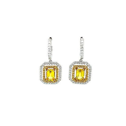 Yellow Sapphire Diamond Earrings